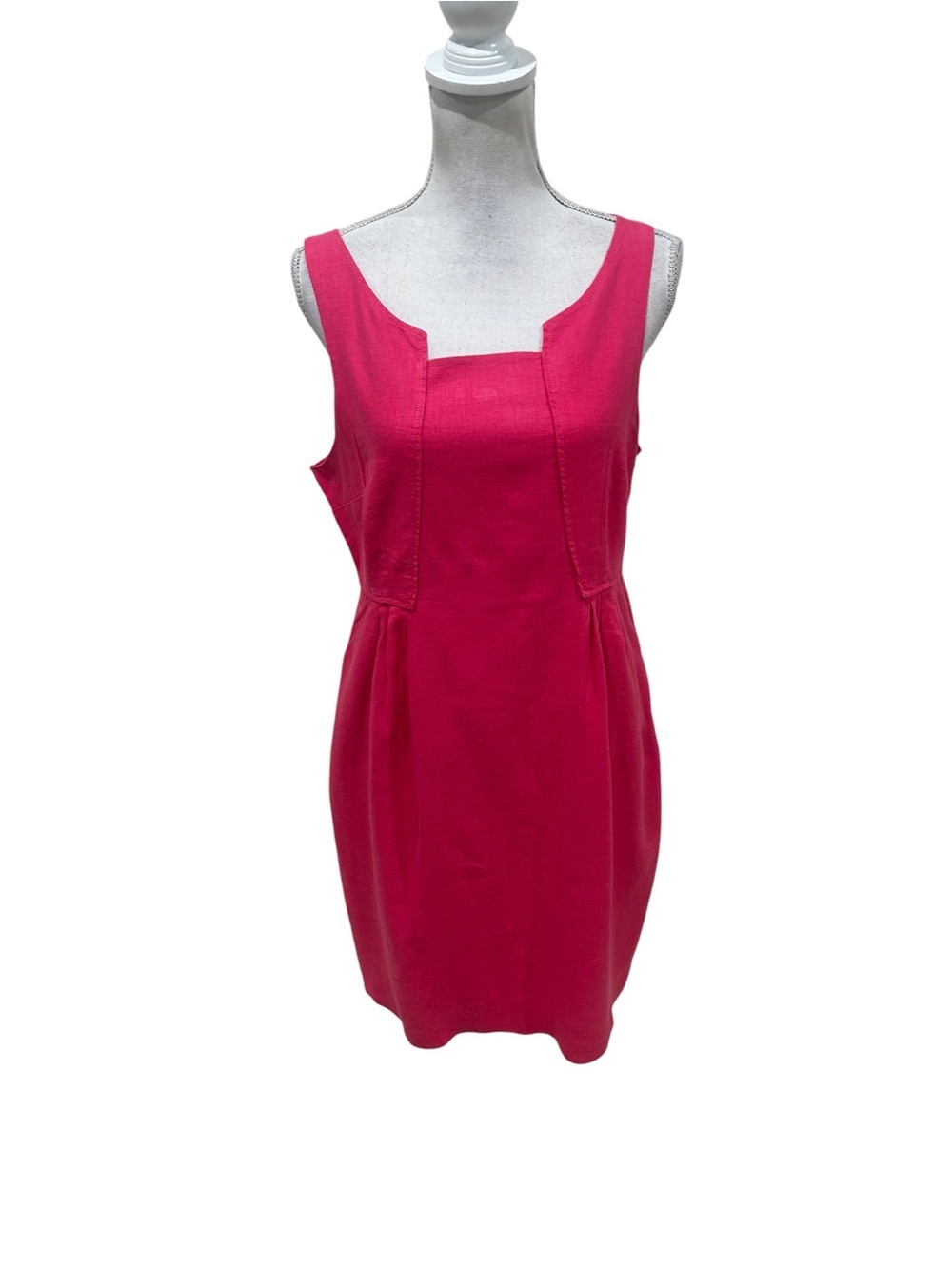 Edme & esylite Fuchsia Square-Neck bodycon lined fitted sun Dress linen 12